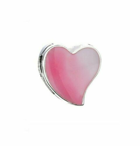 925 Silver Pink ASYMMETRIC HEART OF LOVE Clip Charm Fits Reflexions bracelets