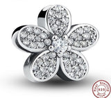 925 Silver Sterling Dazzling DAISIES Crystal Charm fits pandora bracelets